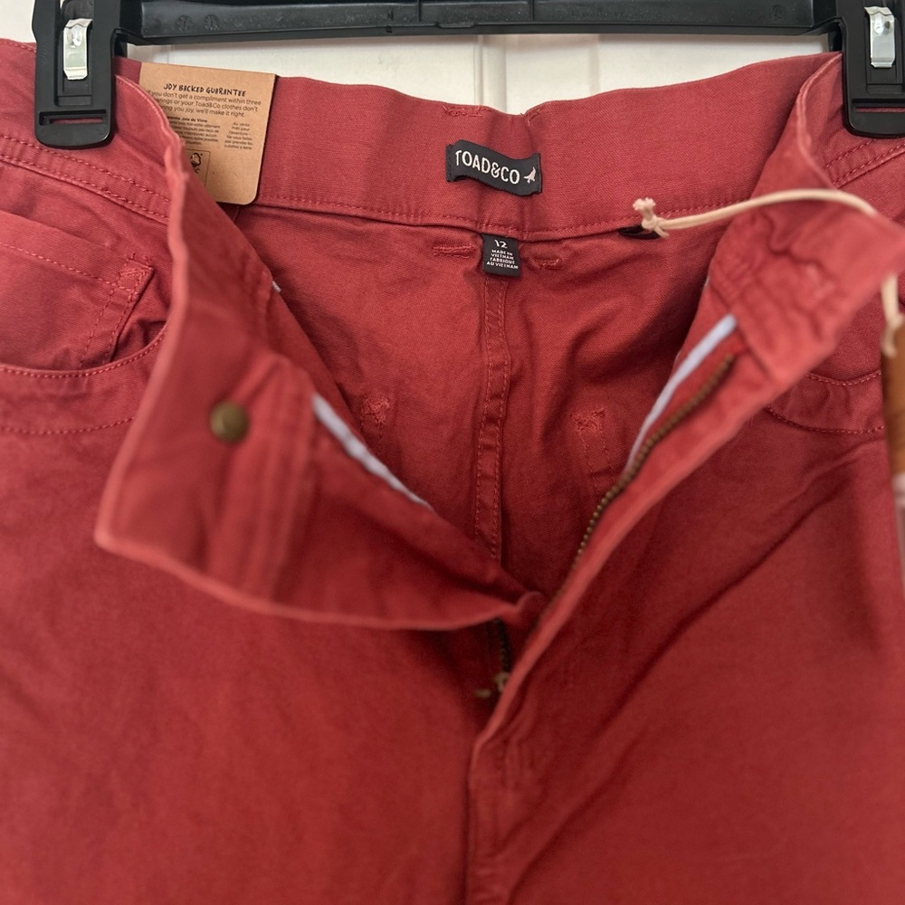 Toad&Co Brick Red Cotton Wide-Leg Pants. 12. NWT. - Picture 4 of 8